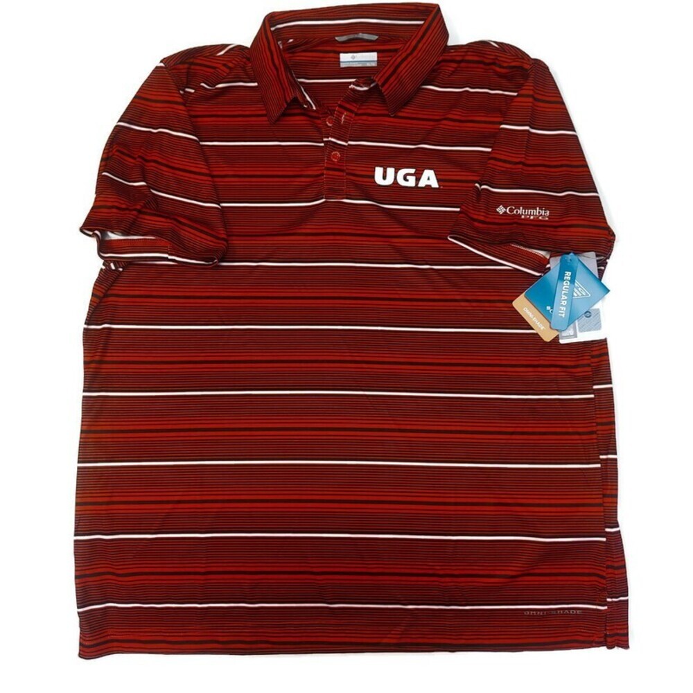 Columbia Mens XL Georgia Bulldogs Polo Golf Shirt Super Terminal Tackle PFG Red